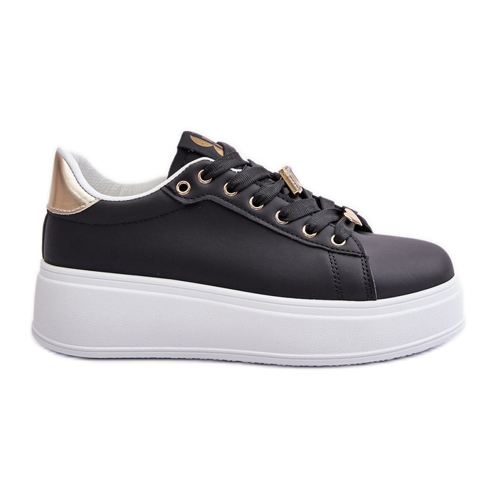 Women's Platform Sneakers With Decorations, Black Herbisa