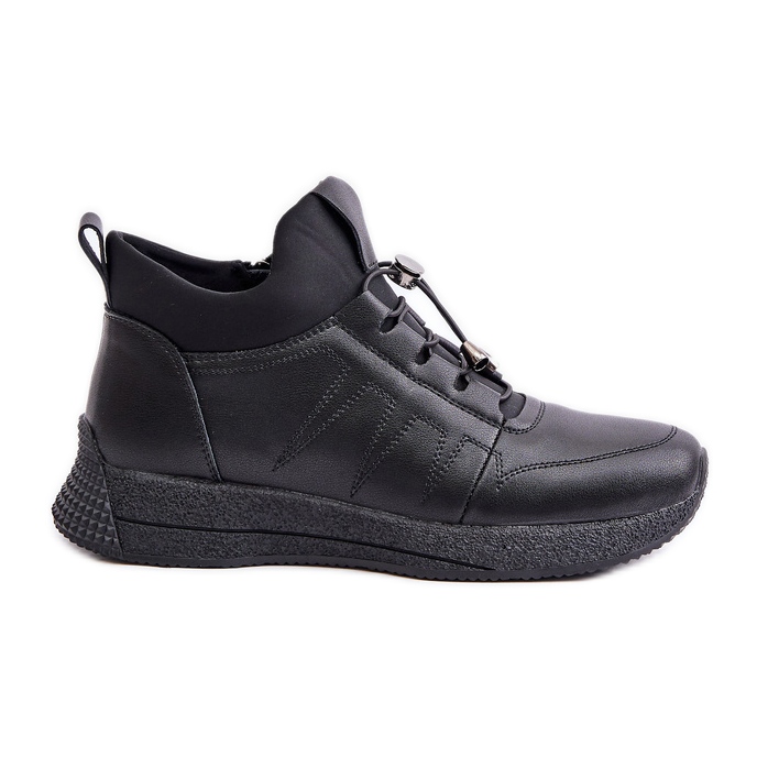 Artiker 55C0041 Black Insulated Leather Sports Shoes With Zipper