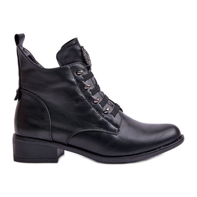 Jezzi Low Insulated Ankle Boots With Zipper And Decoration Black Nevalia