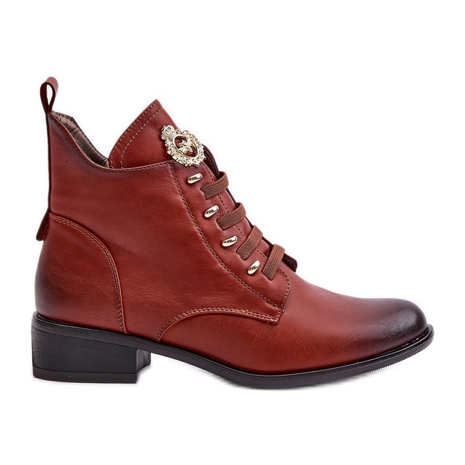 Jezzi Low Insulated Ankle Boots With Zipper And Decoration Brown Nevalia