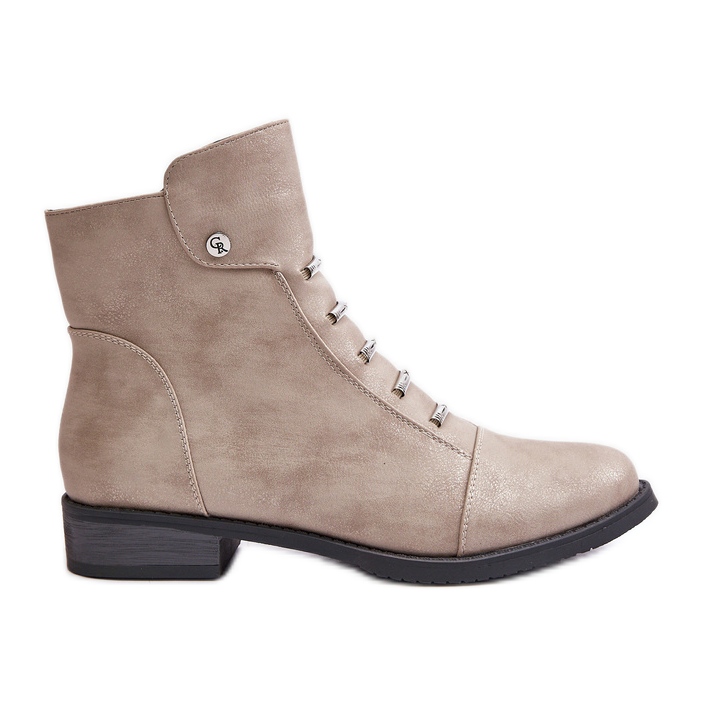 Jezzi Insulated Women's Ankle Boots With Flat Heel Beige Labise