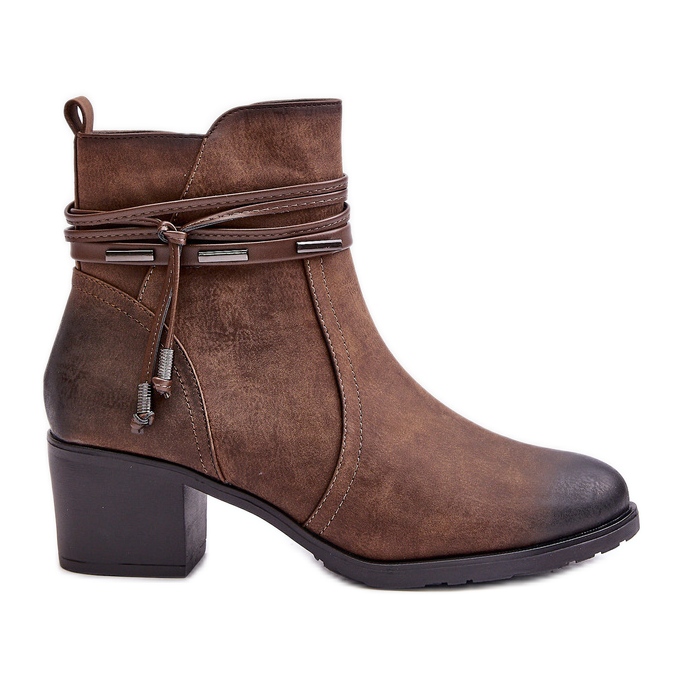 Jezzi Women's Ankle Boots On A Heel Warm Brown Lobina