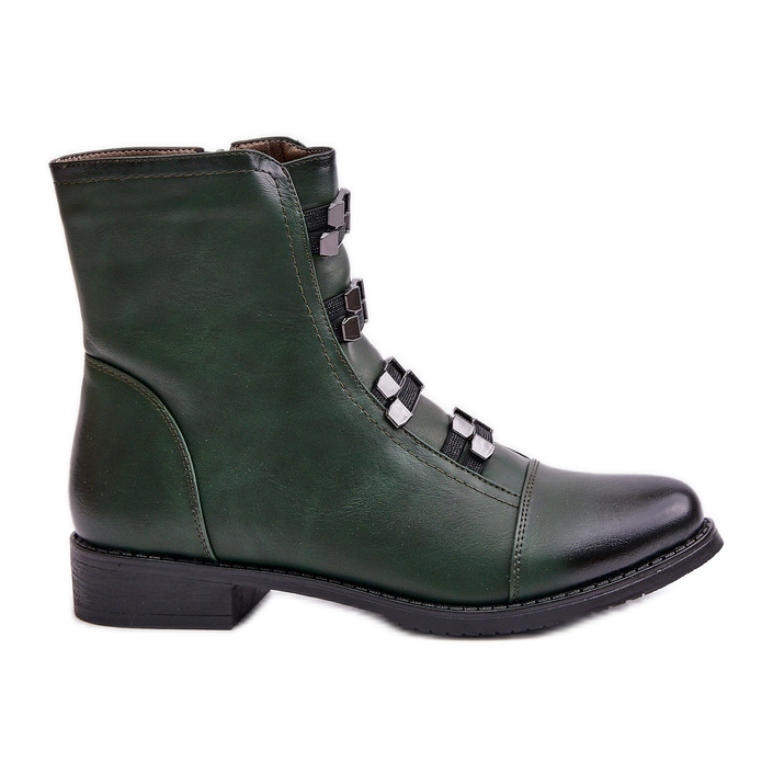Jezzi Insulated Women's Ankle Boots With Zipper Green Evalith