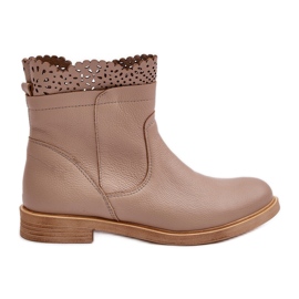 Low Women's Ankle Boots With Flat Heel Leather Lewski 3624 Beige Low Women's Ankle Boots With Flat Heel Leather Lewski 3624 Beige