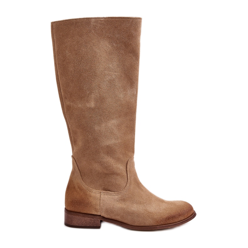 Lewski Suede Women's Mid-Calf Boots With Zipper Levski 3616 Beige