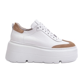 Leather Sneakers On A Massive Platform Lewski 3635/X White-Beige