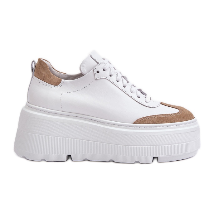 Leather Sneakers On A Massive Platform Lewski 3635/X White-Beige
