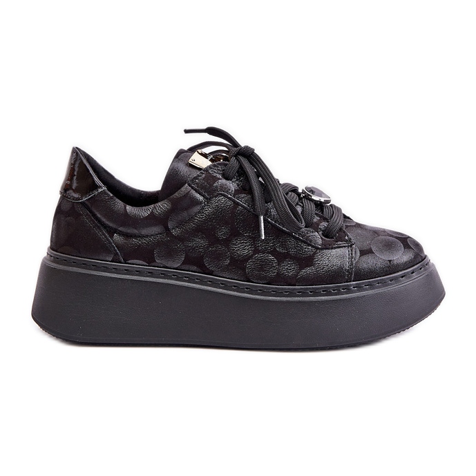 Maciejka 06191-42 Black Leather Platform Sports Shoes