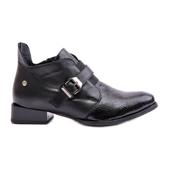 Leather Low Zipper Ankle Boots Maciejka 06692-01 Black