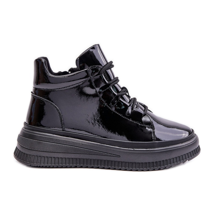 Lightweight Patent Leather Platform Sports Shoes Artiker 55C1049 Black
