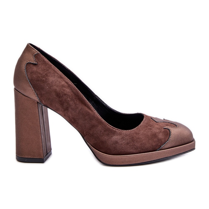 Laura Messi 2702 Brown Suede Pumps With Heel