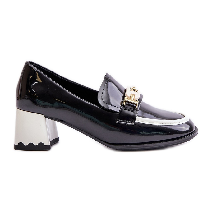Patent Leather Women's Heeled Shoes With Decoration Artiker 55C1002 Black