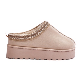 Women's Snow Boots On The Platform Fur-Lined Light Beige Remenia