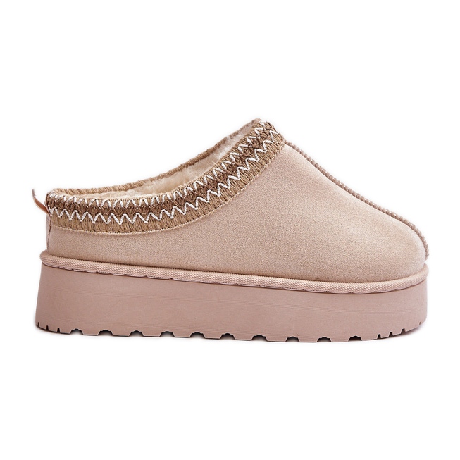 Women's Snow Boots On The Platform Fur-Lined Light Beige Remenia