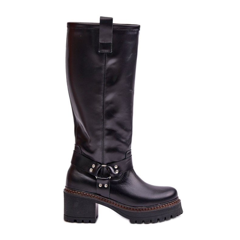 Leather Women's Boots Above the Knee Lewski 3432 Black