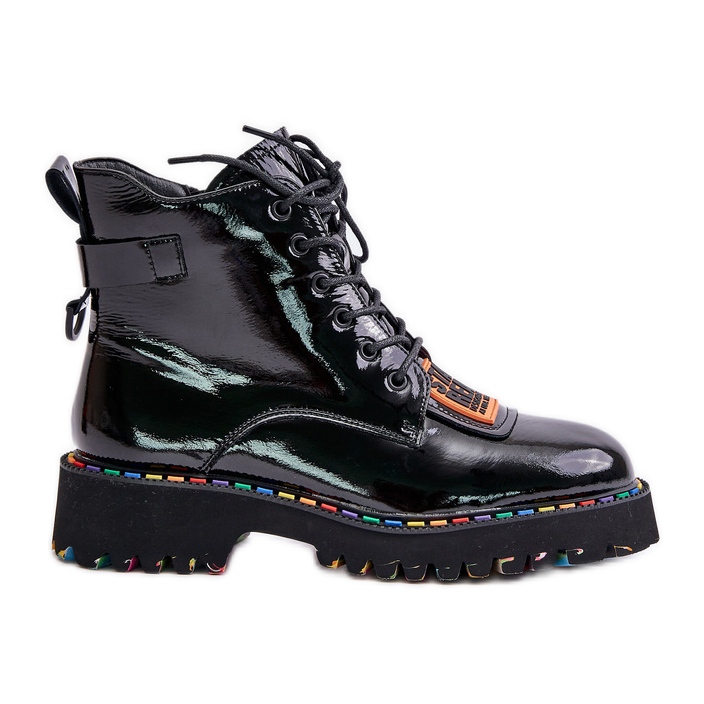 Patent Leather Women's Trapper Boots With Zipper Artiker 55C0517 Black