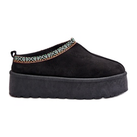 Women's Slippers On Platform With Embroidery Black Neroma