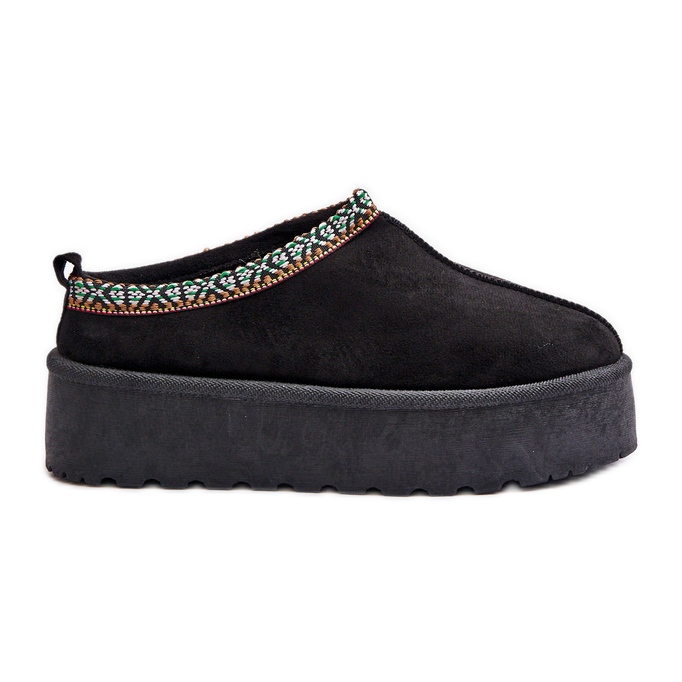 Women's Slippers On Platform With Embroidery Black Neroma