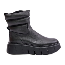 Zazoo 60512 Women's Leather Ankle Boots With Zipper, Insulated With Felt, Black