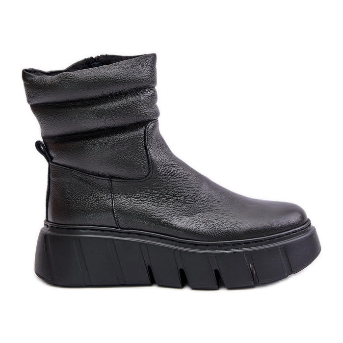 Zazoo 60512 Women's Leather Ankle Boots With Zipper, Insulated With Felt, Black