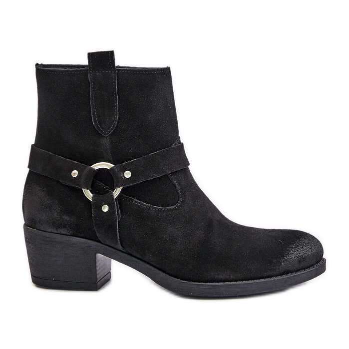 Zazoo 60477 Suede Insulated High Heel Ankle Boots Black