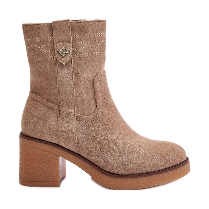 Insulated Women's Ankle Boots With Heels Beige Vailia