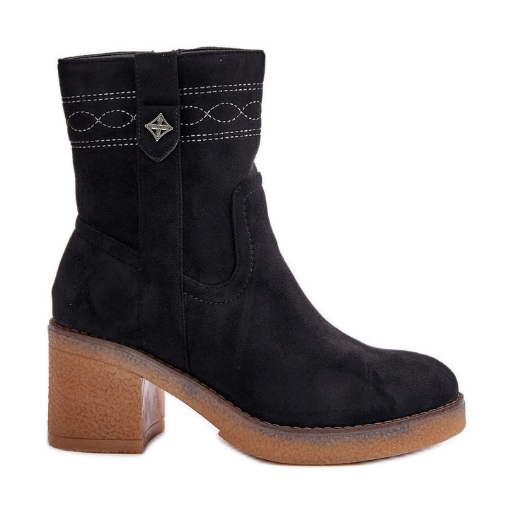 Insulated Women's Ankle Boots With Block Heels Black Vailia