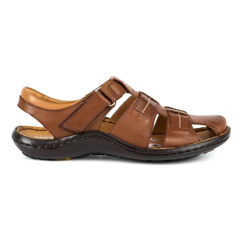 Kampol Men's leather sandals 220KAM brown