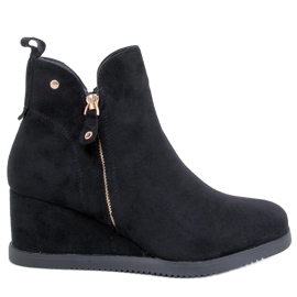 Paxten Black Suede Wedge Ankle Boots
