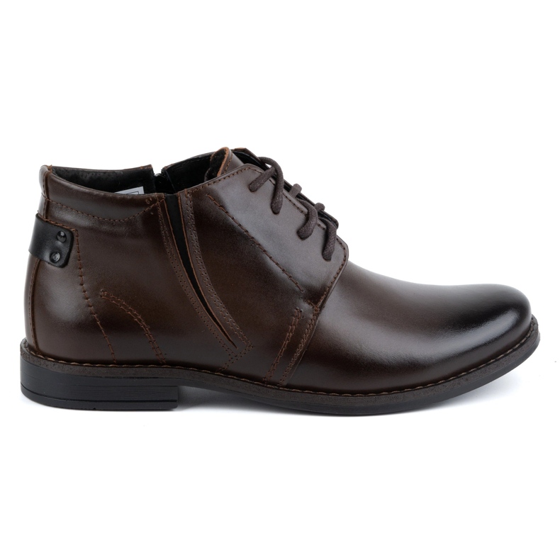 Men's winter leather boots dark brown 336LU - Olivier Shoes