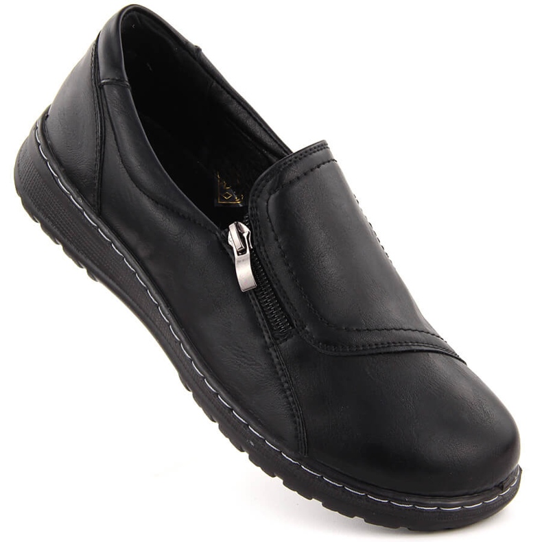 Women's half-boots on a rise, comfortable, black, Potocki 90308