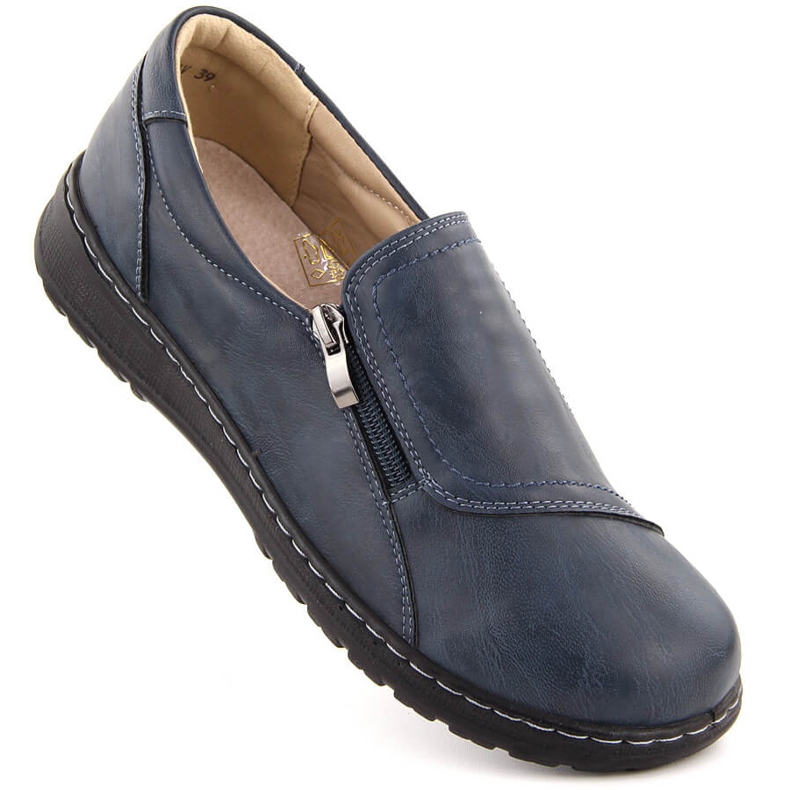 Women's half-boots on a rise, comfortable, navy blue, Potocki 90308