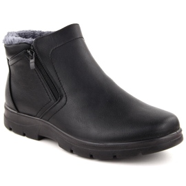 Men's insulated ankle boots with zipper, black Unisoft 8005