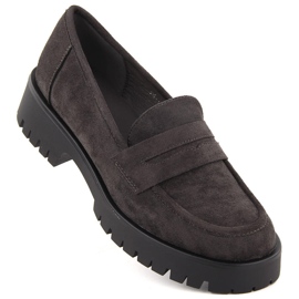 Women's suede loafers gray Potocki 12437 grey