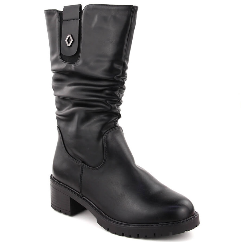 Women's high ankle boots on the block black Unisoft 7993