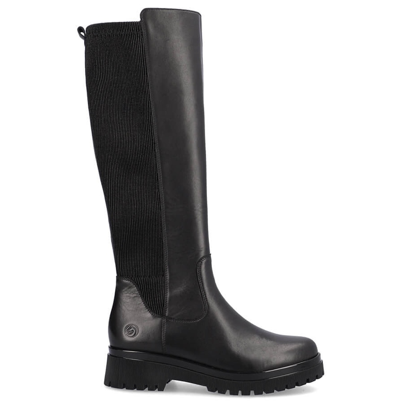 Women's leather boots with elastic upper black Remonte D1B71-01