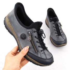 Women's slip-on navy blue shoes Rieker N3267-14