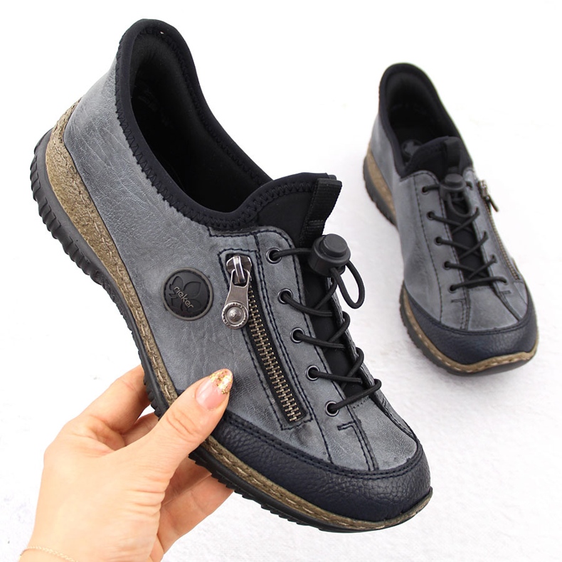 Women's slip-on navy blue shoes Rieker N3267-14 Women's slip-on navy blue shoes Rieker N3267-14