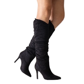 Black Aine ruffled stiletto boots Black Aine ruffled stiletto boots