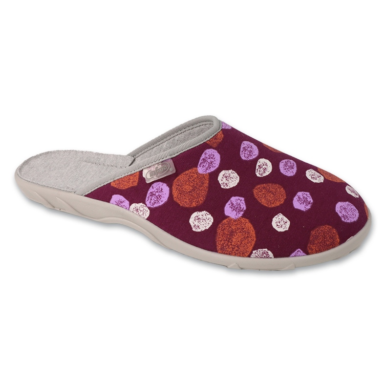 Befado women's slippers with a pattern 235D202, burgundy red