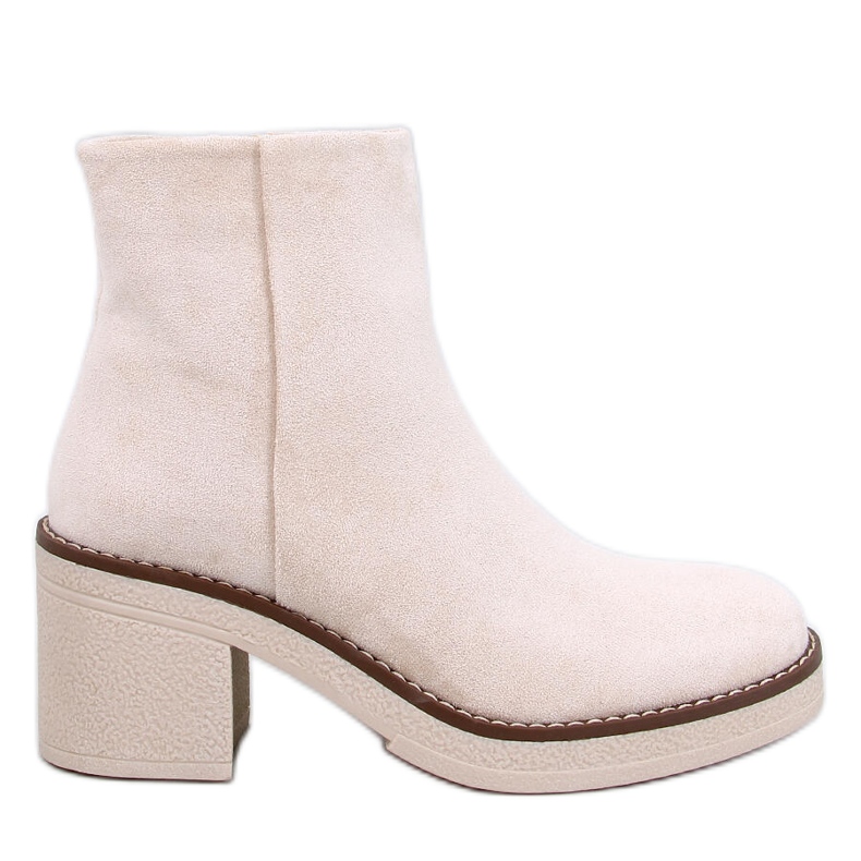 Suede ankle boots with wide heels Eliza Beige