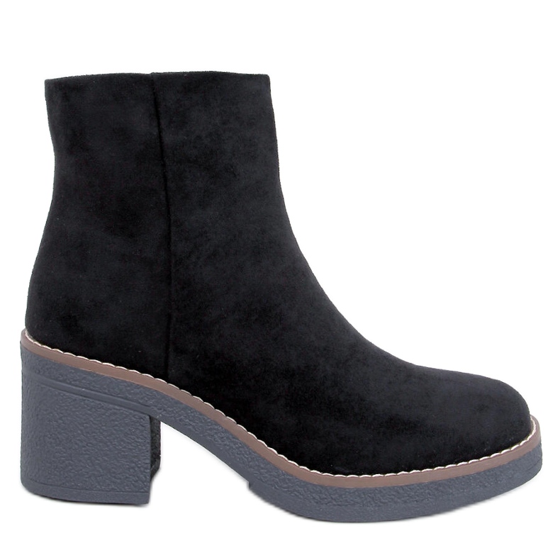 Eliza Black Suede Wide Heel Ankle Boots