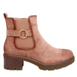 Airon Khaki Low Heel Chelsea Boots beige