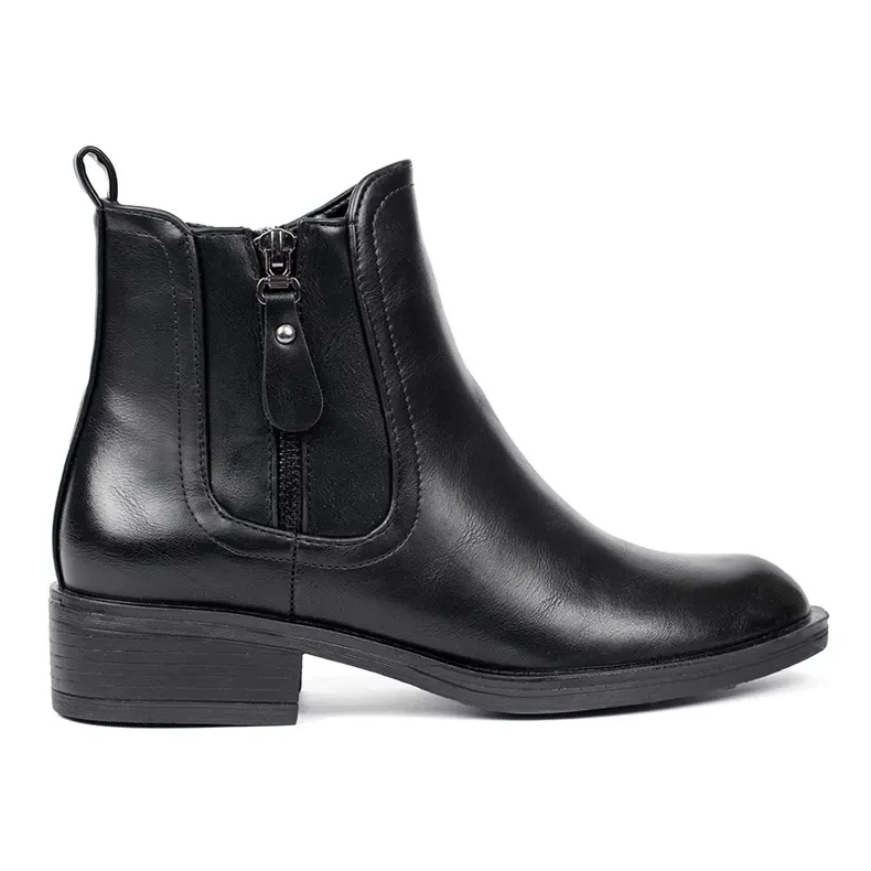 Black women's Chelsea boots with a decorative zipper