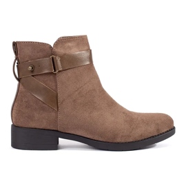 Beige suede women's ankle boots