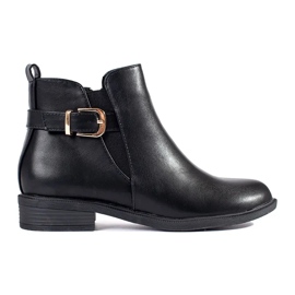 Black women's Chelsea boots with gold elements Black women's Chelsea boots with gold elements