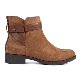 Brown suede women's ankle boots