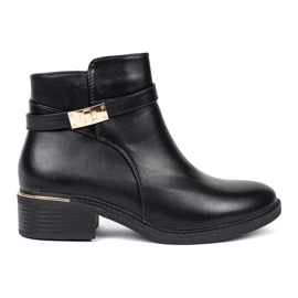 Black women's ankle boots with gold elements Black women's ankle boots with gold elements