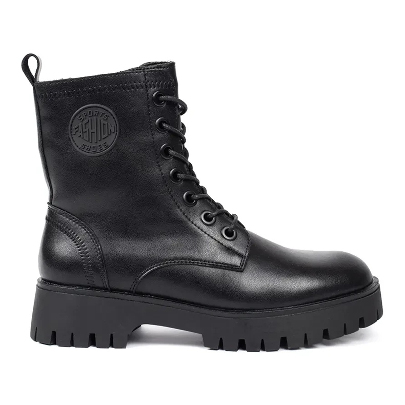 Black Sergio Leone Women's Lace-Up Platform Ankle Boots