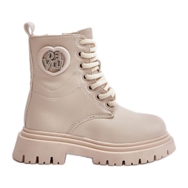 Girls' Boots Fur Lined With Zipper Beige Evaliraea Girls' Boots Fur Lined With Zipper Beige Evaliraea